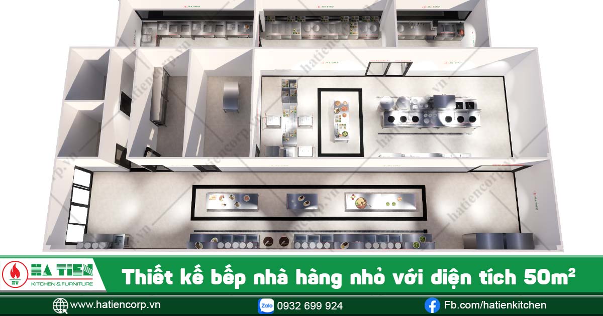 Thiết kế bếp nhà hàng nhỏ 50m hiệu quả tối ưu, tiết kiệm chi phí nhất