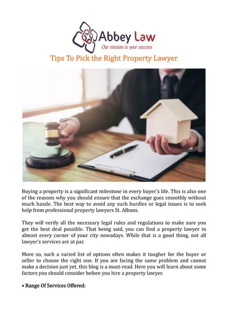 Tips To Pick the Right Property Lawyer
