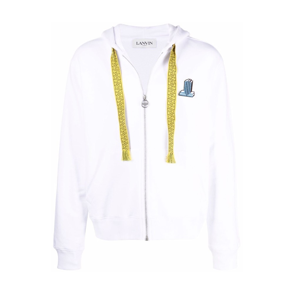 Lanvin 3D JL Embroidered Drawstring Hoodie - Lanvin Official