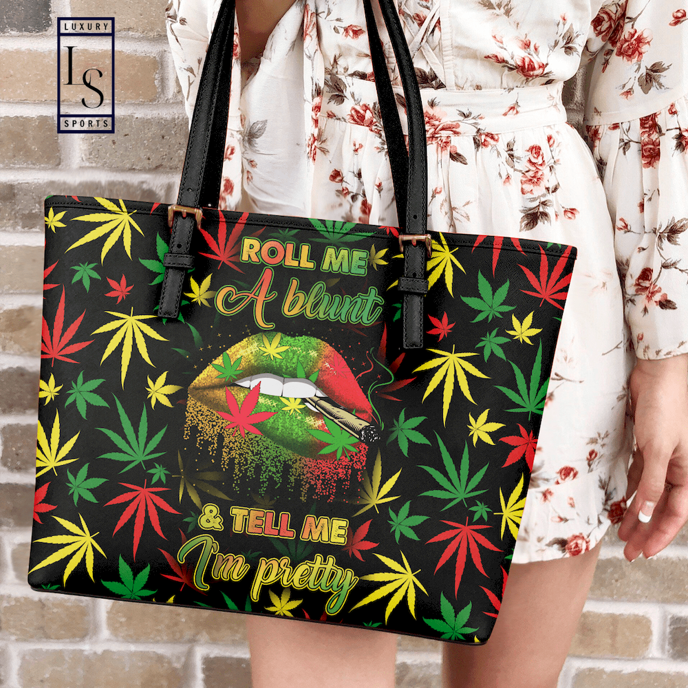 Weed Roll Me a Blunt Leather Tote Bag - Luxury & Sports Store
