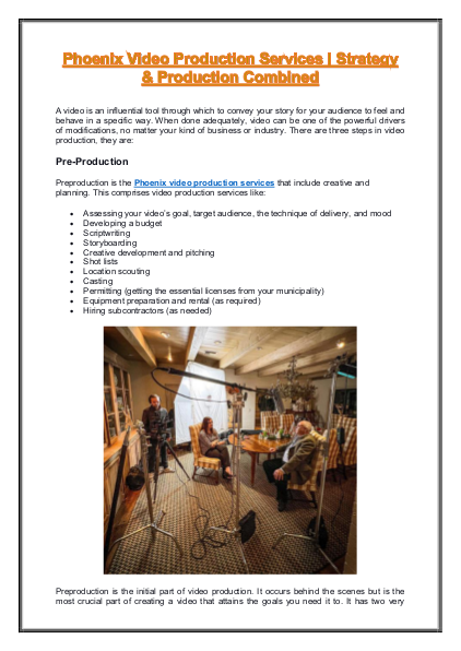 Phoenix Video Production Services - Strategy & Production Combined | edocr