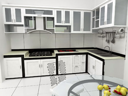 Tủ bếp nhôm kính sơn tĩnh điện giá rẻ cao cấp 2022