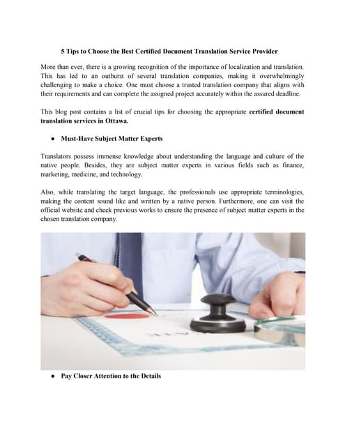 5 Tips to Choose the Best Certified Document Translation Service Prov…