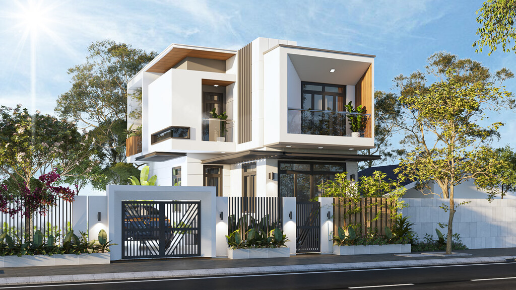 Xây Dựng Biệt Thự Hiện Đại 2 Tầng Mặt Tiền Thông Thoáng
