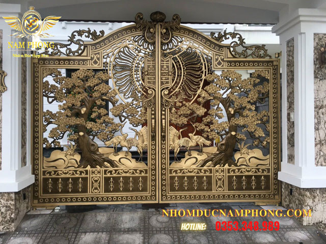 15+ Mẫu cổng họa tiết tùng cúc trúc mai