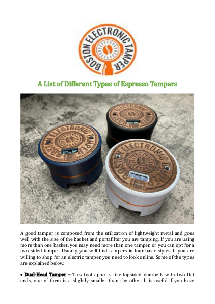 A List of Different Types of Espresso Tampers | edocr