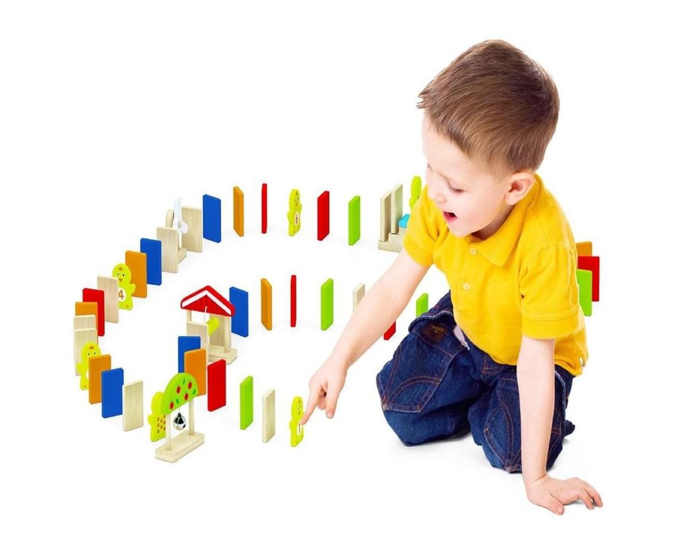 Viga Toys -Wooden Domino Run Set (116 pieces) | Curiouskidzz