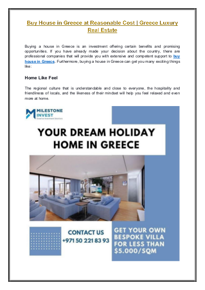 Buy House in Greece at Reasonable Cost - Greece Luxury Real Estate | edocr