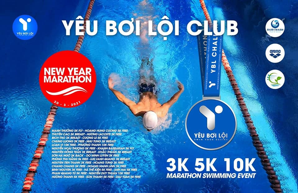 Nam Thành Pool & Sauna đồng hành cùng Yêu bơi lội Club trong giải đấu New year Marathon
