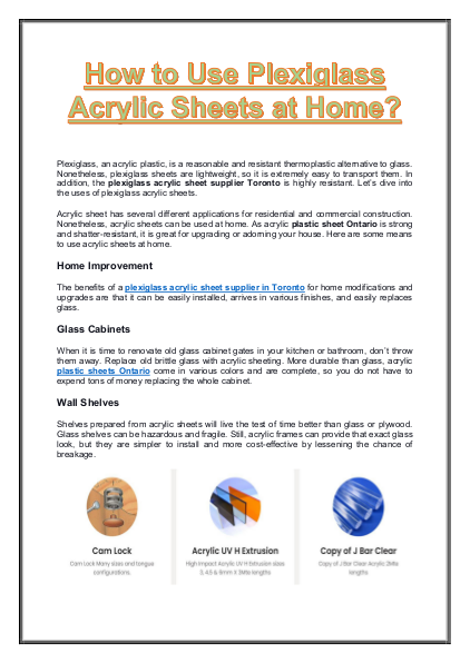 How to Use Plexiglass Acrylic Sheets at Home? | edocr
