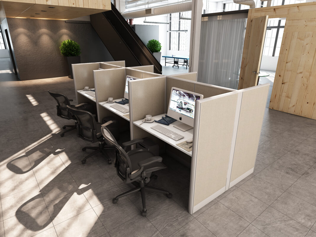 Six-Man Telemarketing Call Center Fully Fabric Workstation