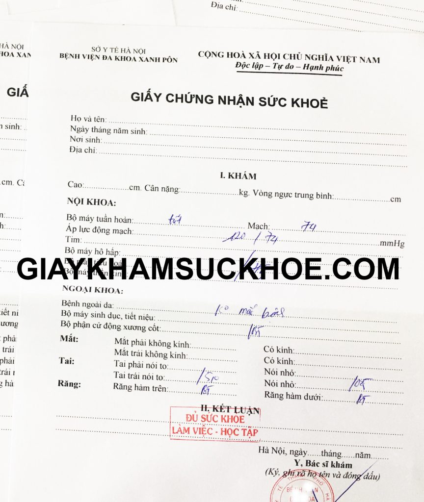 Dịch vụ làm giấy khám sức khỏe xin việc, khám sức khỏe đi làm ngay