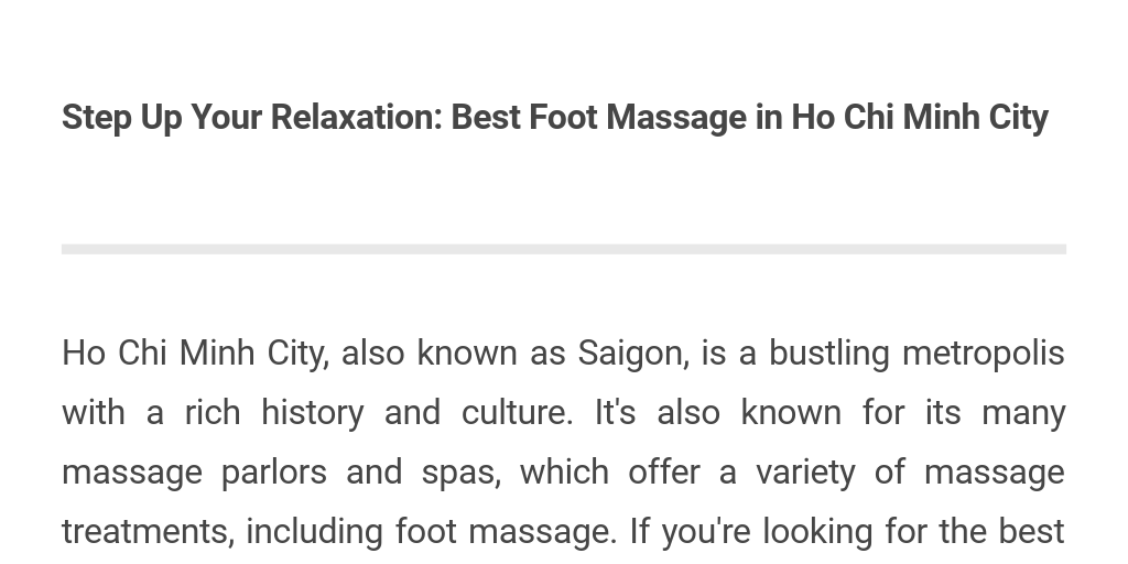 Step Up Your Relaxation: Best Foot Massage in Ho Chi Minh City - Infogram
