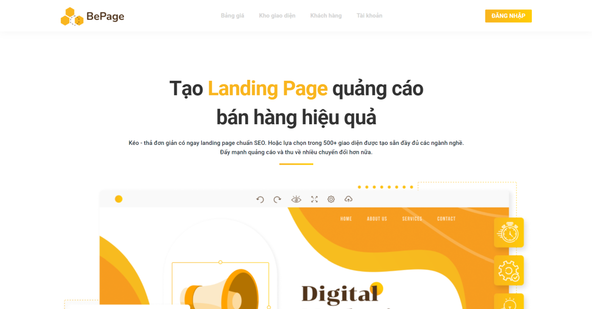 BePage - Nền tảng thiết kế Landing Page bán hàng miễn phí 200+ mẫu