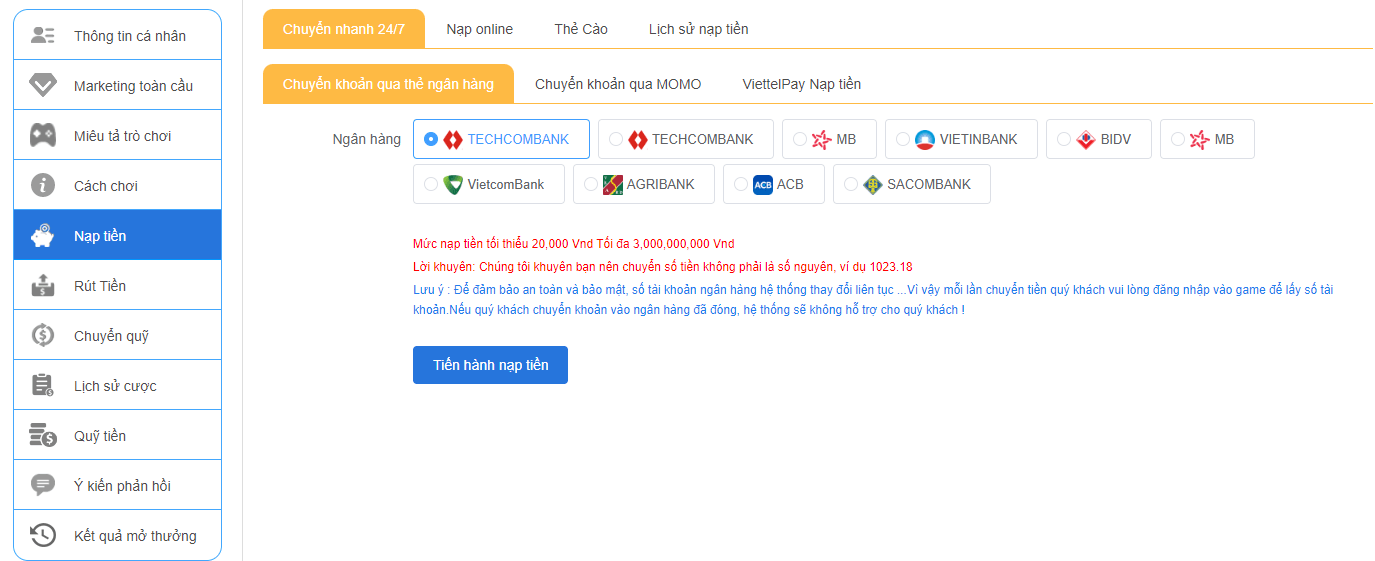 Hướng Dẫn Thao Tác Nạp Tiền QH88 Nhanh Gọn Trong Vài Bước 