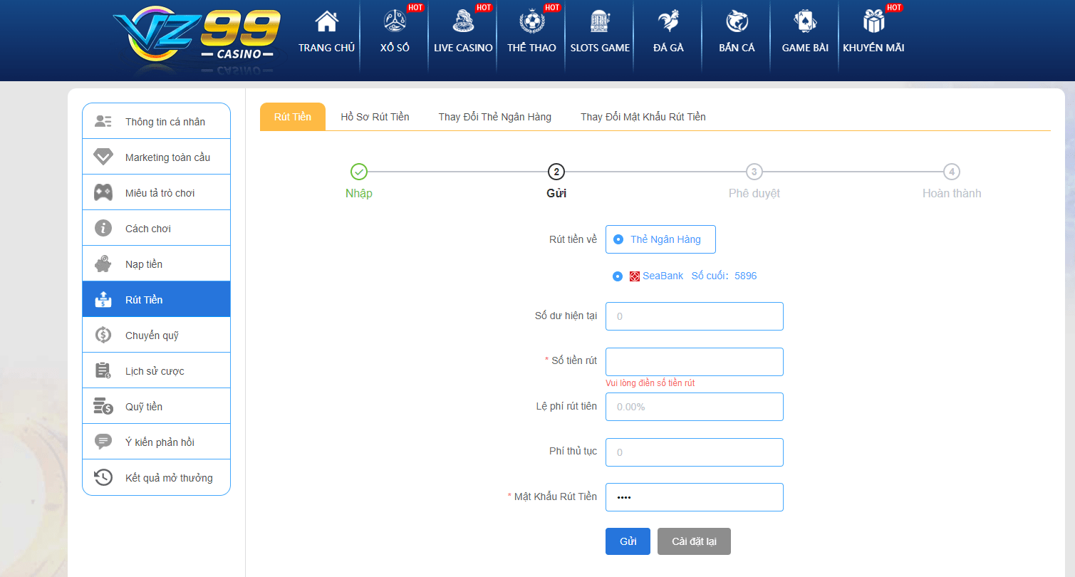 Hướng Dẫn Từ A Đến Z Quy Trình Rút Tiền VZ99 Cho Cược Thủ