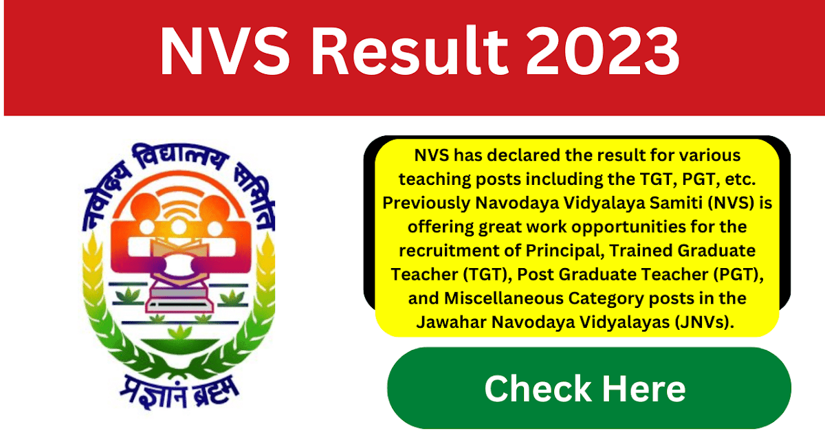 NVS Result 2023: Your Gateway to a Bright Future in Navodaya Vidyalayas