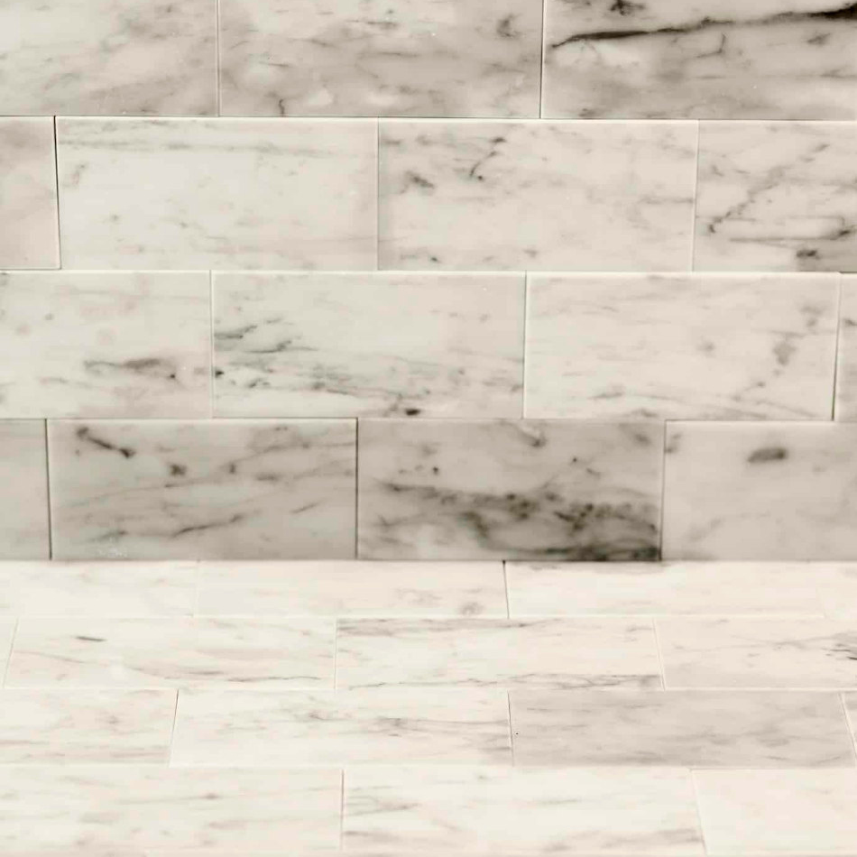 Bianco Carrara Honed Marble Metro Tiles - Authentic Stone
