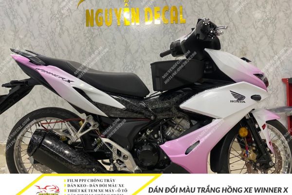 Dán đổi màu trắng hồng xe Winner X -         Nguyễn Decal - Chuyên Dán Keo Xe Design Tem Xe Decal Tem Xe Nguyễn Decal