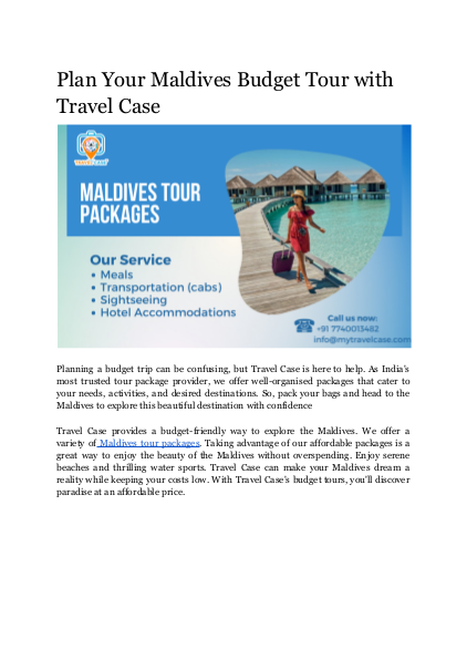 Plan Your Maldives Budget Tour with Travel Case