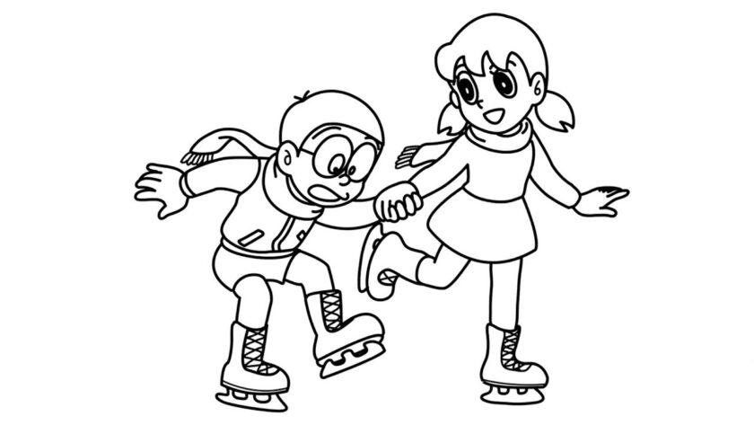 Tranh Tô Màu Nobita Và Xuka - Tình Yêu Và Tình Bạn Trong Thế Giới Hoạt Hình - Tranh tô màu