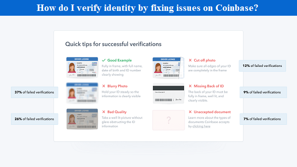 How do I verify identity by fixing issues on Coinbase?