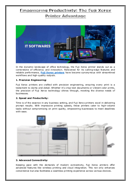 Empowering Productivity - The Fuji Xerox Printer Advantage