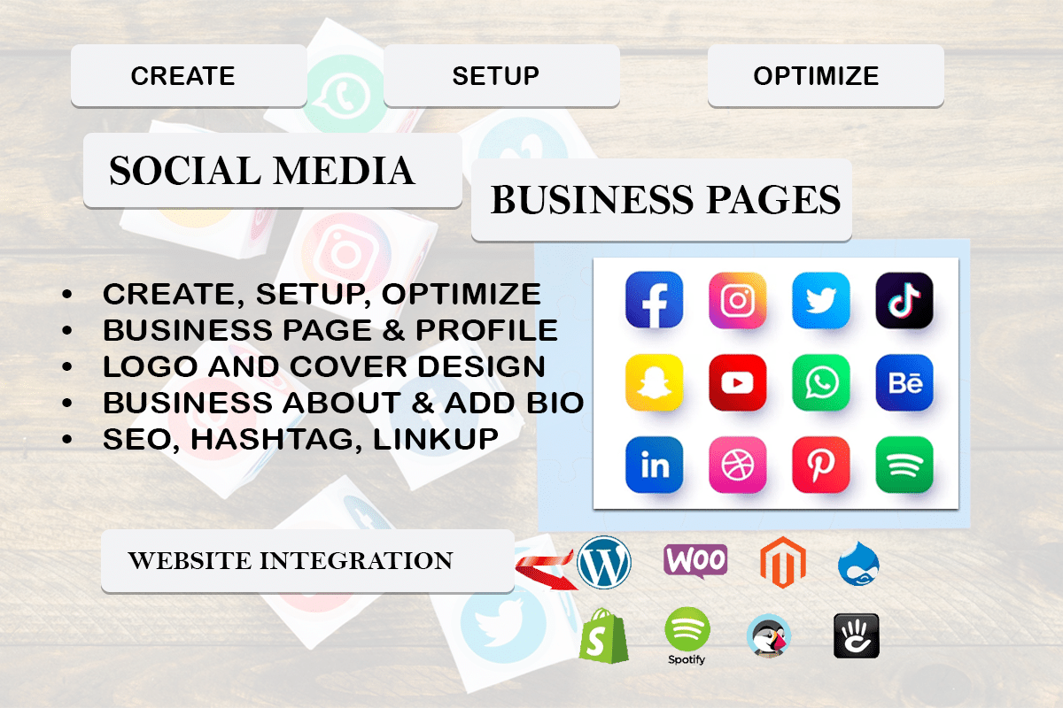 Social Media Setup Services: Account, Profile, and Page Creation.
