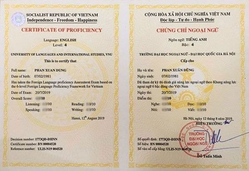 Hình ảnh mẫu chứng chỉ tiếng anh B2 mới nhất theo chuẩn 2024