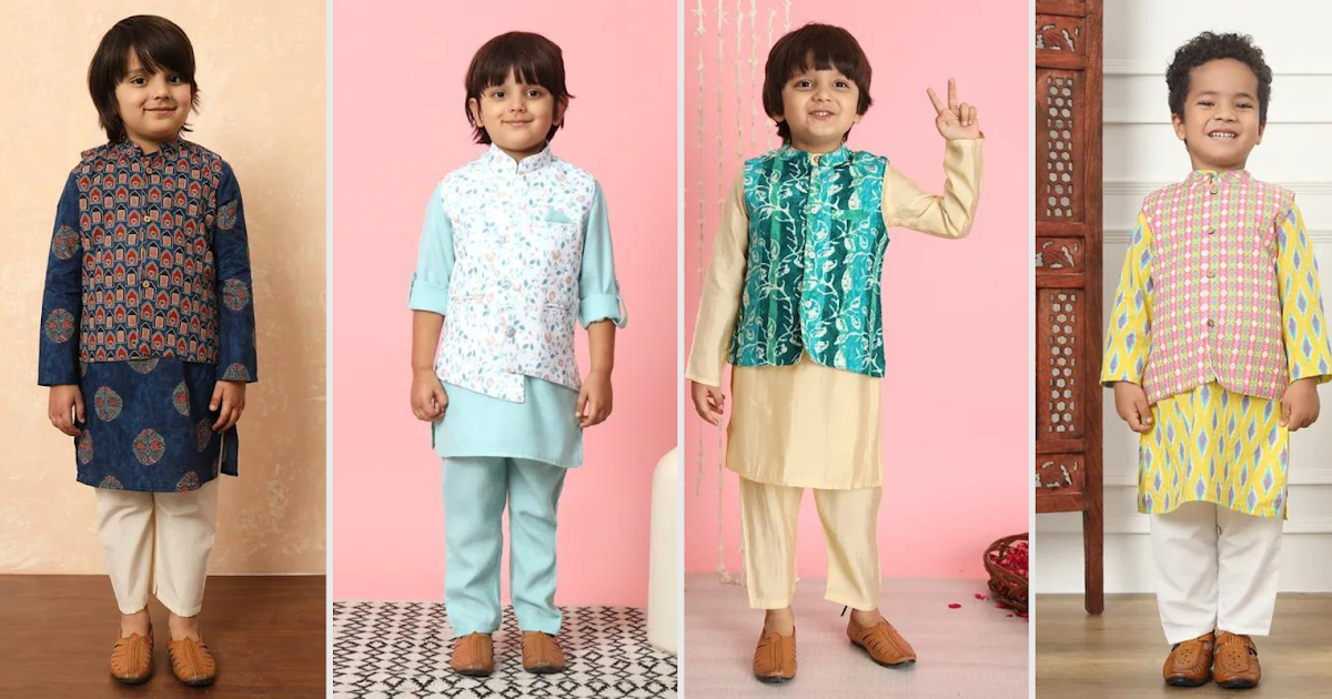 Fusion Fashion: Kurta Pajama with Trendy Jackets for Boys