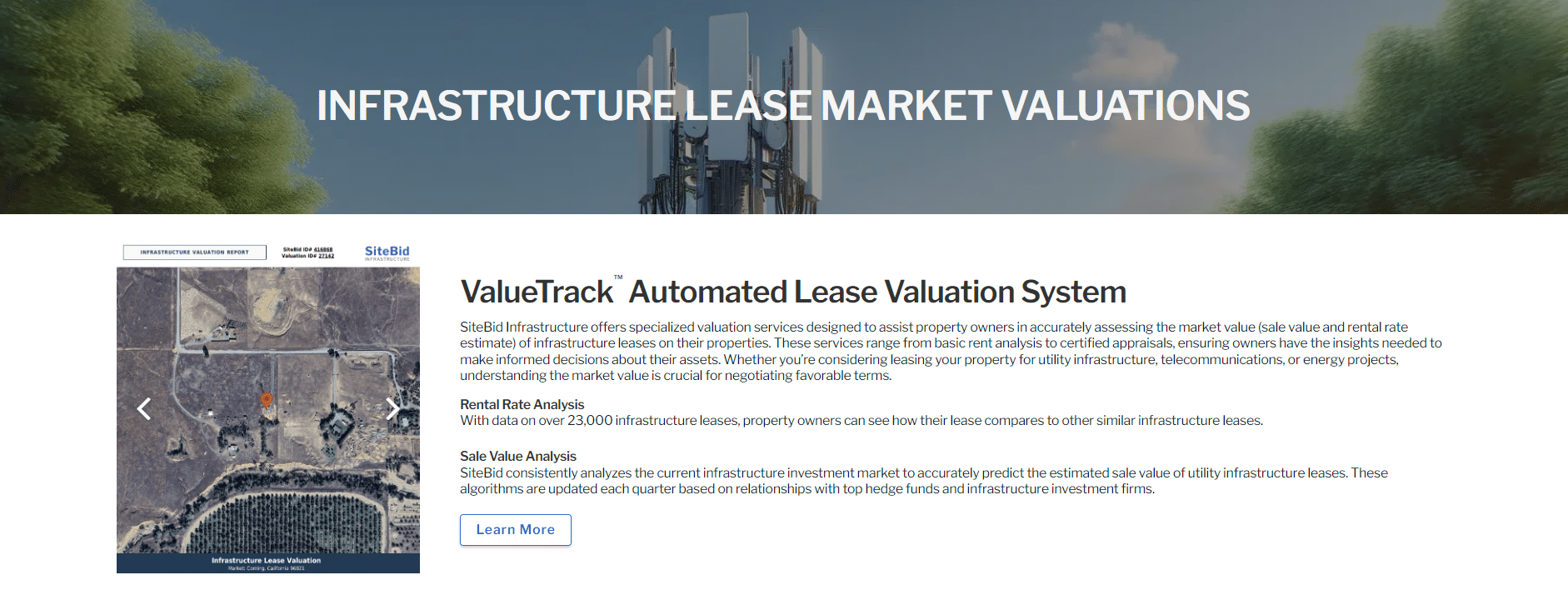 Automated Infrastructure Lease Valuation System | SiteBid