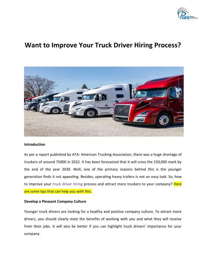 PPT - Want to Improve Your Truck Driver Hiring Process PowerPoint Presentation - ID:12798045