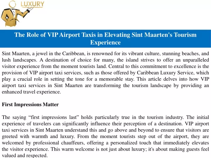 PPT - The Role of VIP Airport Taxis in Elevating Sint Maarten's Tourism Experience PowerPoint Presentation - ID:13166603