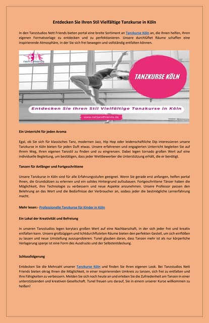 Für Anfänger und Fortgeschrittene Tanzkurse in Köln | PDF