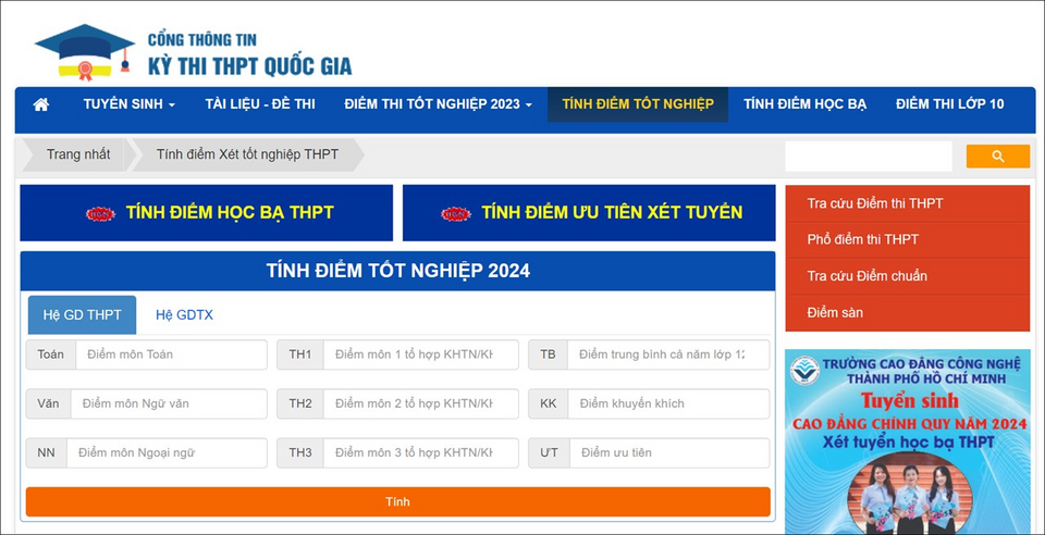 Cách tính điểm thi THPT Quốc gia 2024 chính xác nhất