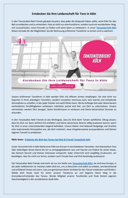 Professioneller Tanzunterricht in Köln für jeden Erfahrungslevel | PDF