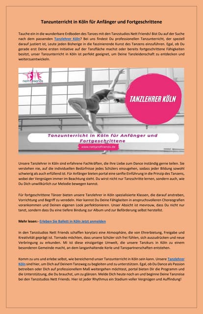 Ihr Tanzlehrer in Köln Tanzen lernen mit Spaß und Professionalität | PDF