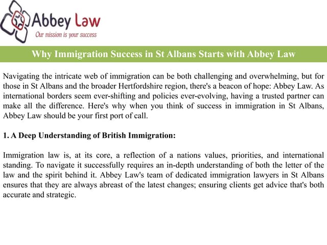 Why Immigration Success in St Albans Starts with Abbey Law | PPT