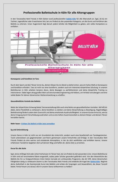 Finden Sie Ihren Tanzstil Ballettkurse in Köln | PDF