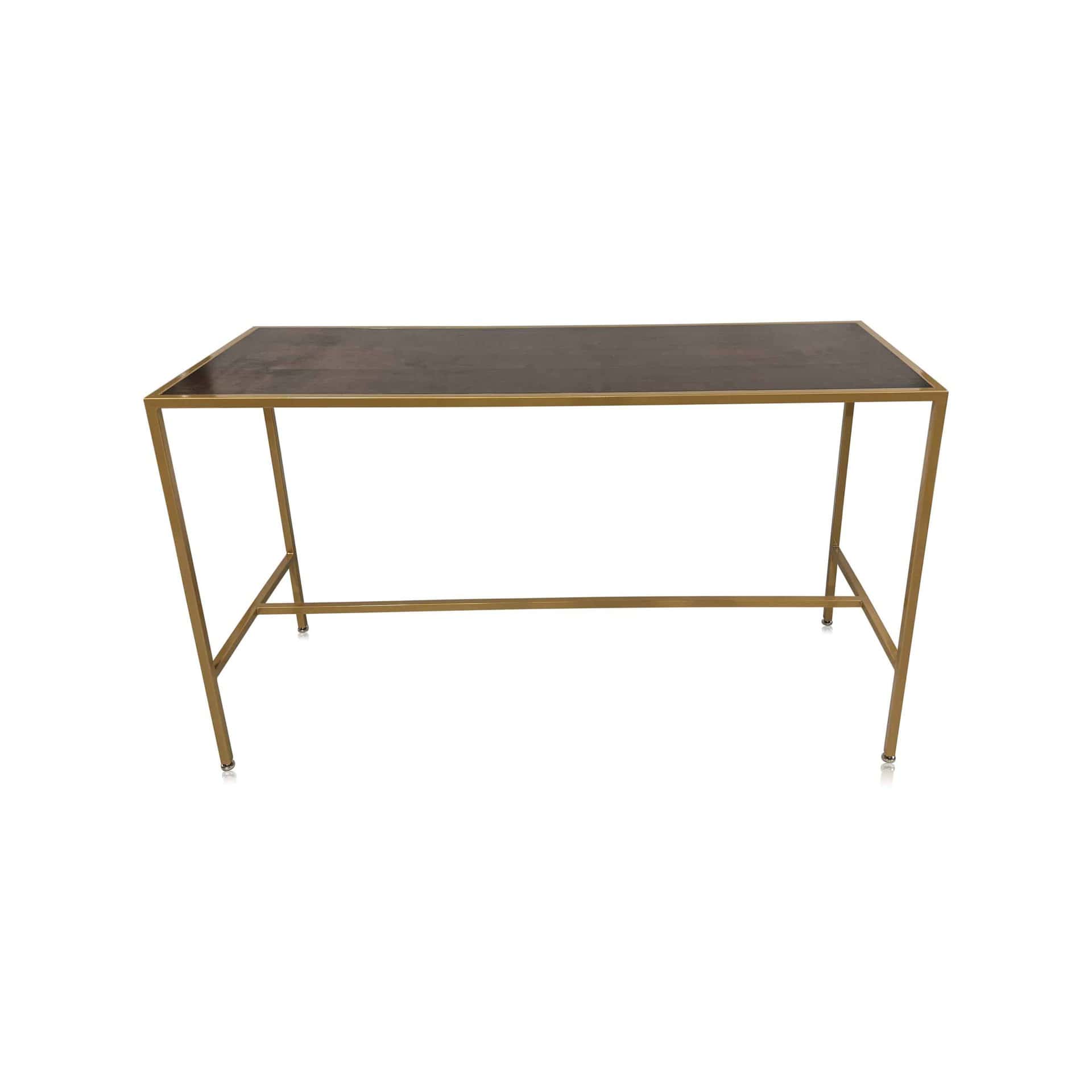 BALI GOLD COMMUNAL BAR TABLE WITH WOOD TOP | Modern Event Rental