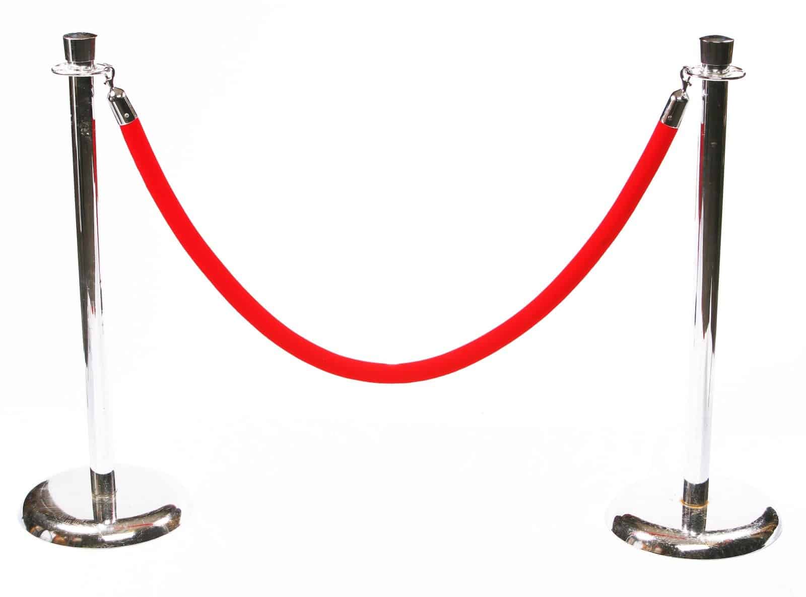 CHROME STANCHIONS AND RED ROPE | Modern Event Rental