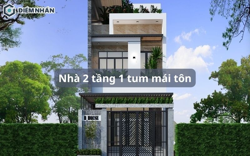 35+ Mẫu nhà 2 tầng 1 tum mái tôn đẹp kèm bản vẽ chi tiết