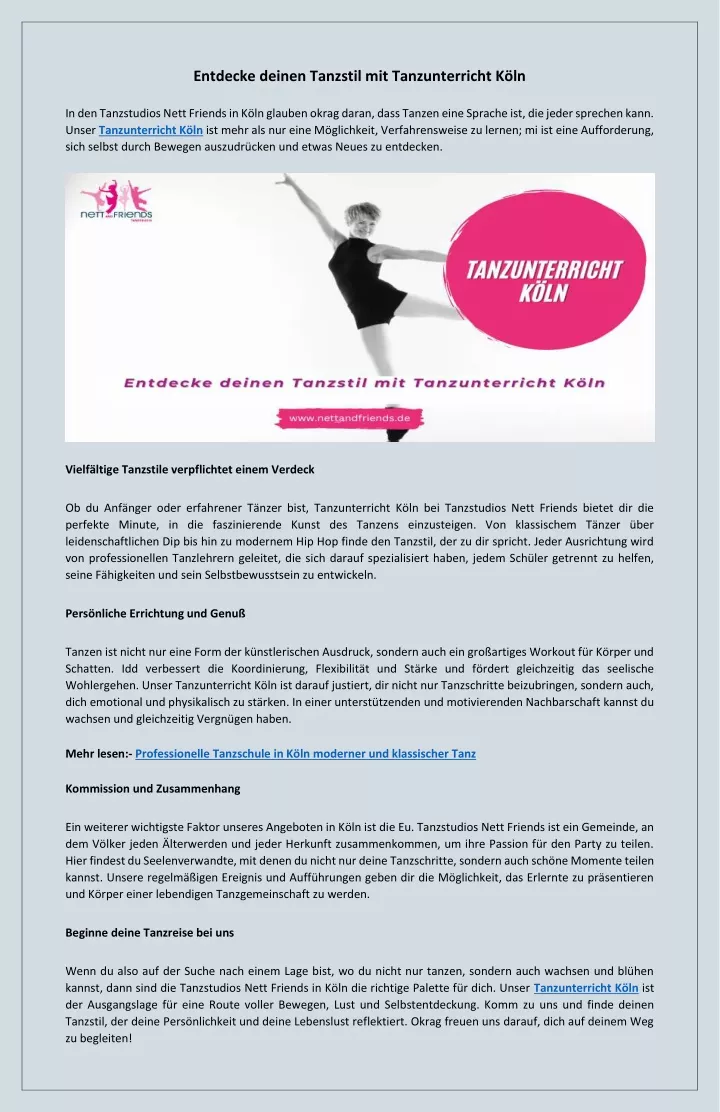 PPT - Entdecke Tanzkurse in Köln für Anfänger und Fortgeschrittene PowerPoint Presentation - ID:13315111