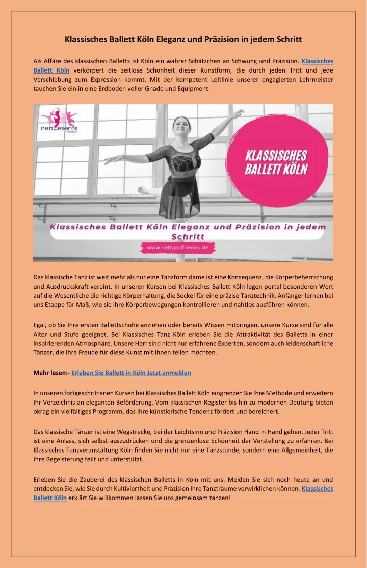 PPT - Klassisches Ballett Köln Klassischer Tanzunterricht für alle Altersgruppen PowerPoint Presentation - ID:13377174