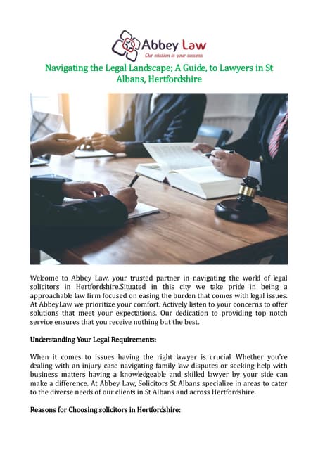 Navigating the Legal Landscape; A Guide, to Lawyers in St Albans, Hertfordshire | PDF