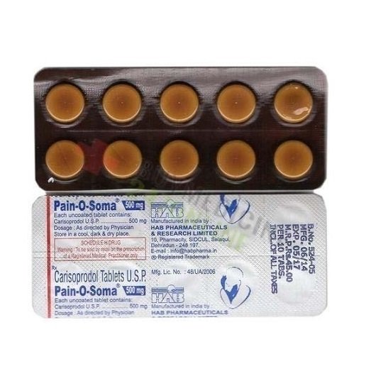 Pain O Soma 500 Mg (Carisoprodol) Tablets ~ My Med Shop