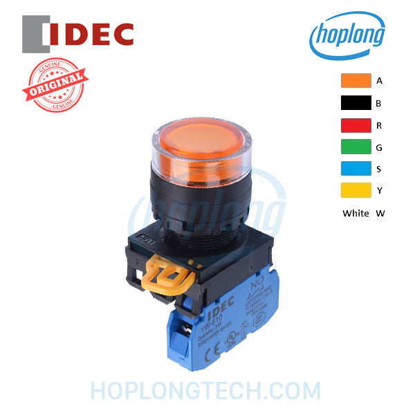 YW1L-MF2E20Q5S IDEC - Phi 22 - Xanh dương - Nhấn nhả - 6VAC/DC