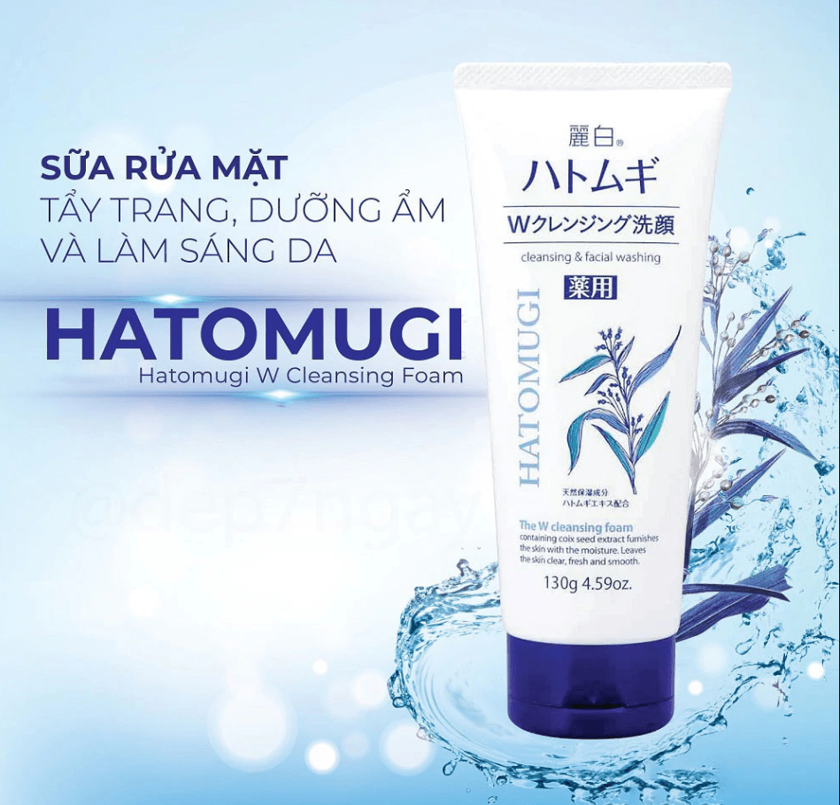 Review sữa rửa mặt Hatomugi trắng