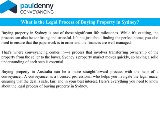 What is the Legal Process of Buying Property in Sydney? | PPT