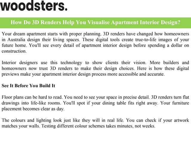 How Do 3D Renders Help You Visualise Apartment Interior Design? | PPT